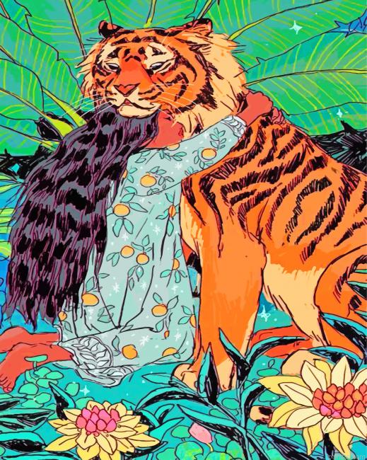 Girl And Tiger Paint By Number.png