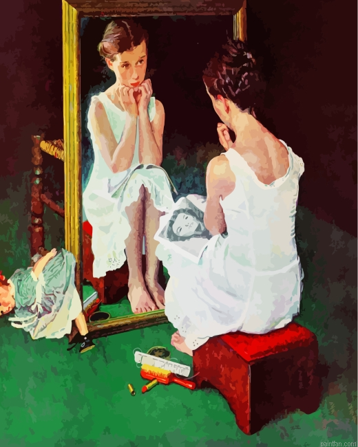 Girl At The Mirror Paint By Number.png