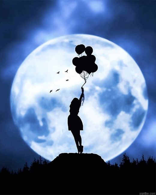 Girl Balloons Silhouette New Paint By Numbers.png