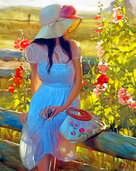 Girl Contemplating The Nature Women Paint By Numbers.png