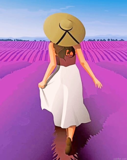 Girl Enjoying The Spring In A Field Of Lavender Women Paint By Numbers.png
