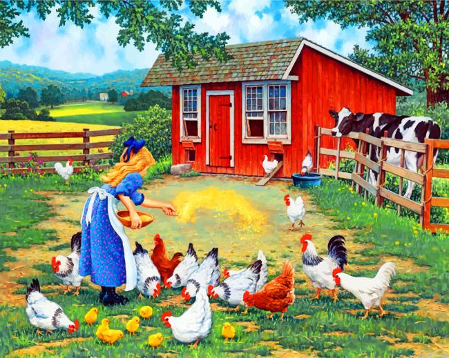 Girl Feeding Chickens Paint By Number.png
