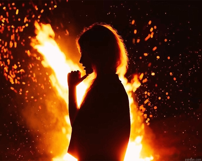 Girl Fire Silhouette New Paint By Numbers.png