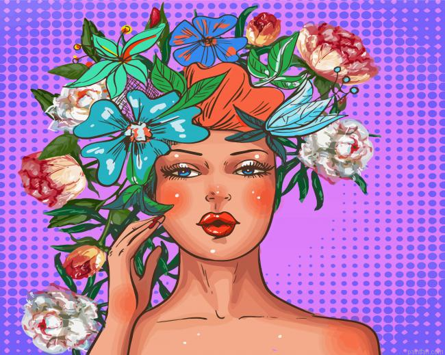 Girl Head Flowers Paint By Numbers.png