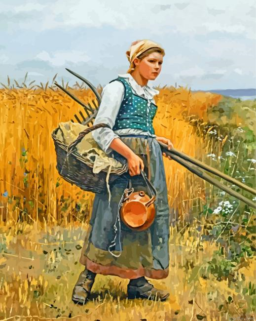 Girl In Harvest Field Paint By Numbers.png