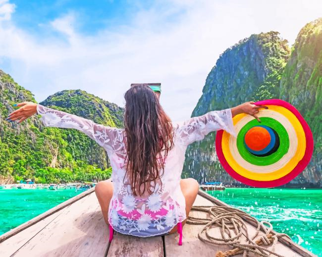 Girl In Maya Bay Beach New Paint By Numbers.png