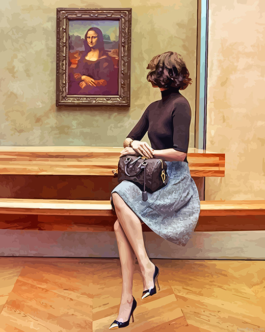 Girl Looking At Mona Lisa Paint By Numbers.png