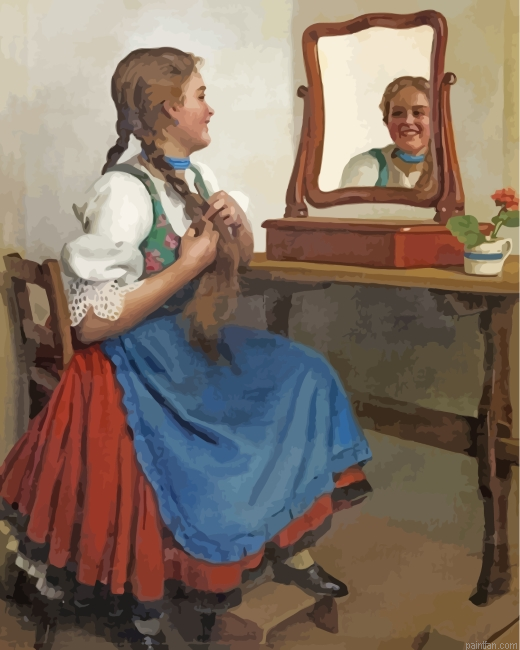 Girl Looking At The Mirror Paint By Numbers.png