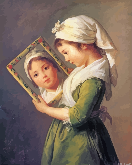 Girl Looking In The Mirror Paint By Number.png