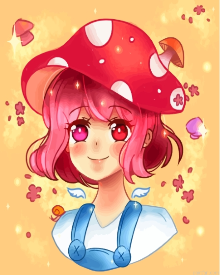 Girl Mushroom Paint By Numbers.png