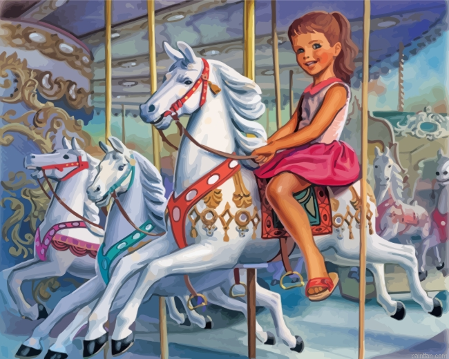 Girl On Carousel Paint By Number.png