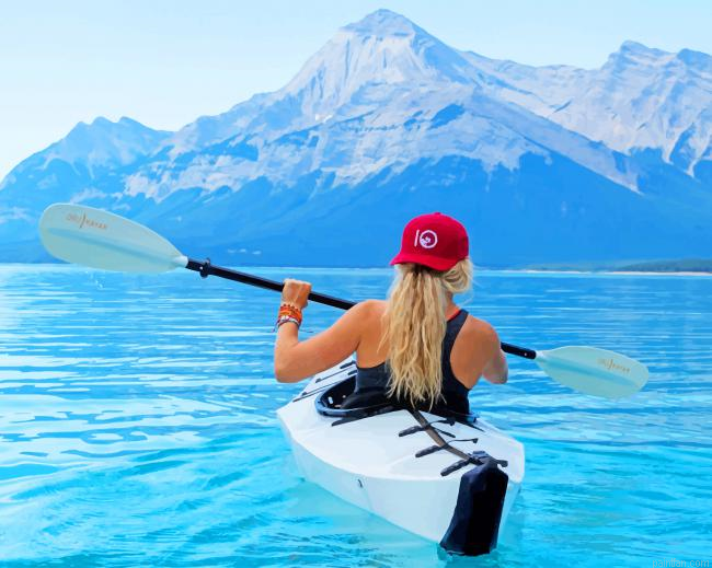 Girl On Kayak River Paint By Number.png