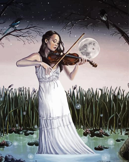 Girl Playing Violin In Moonlight Paint By Numbers.png