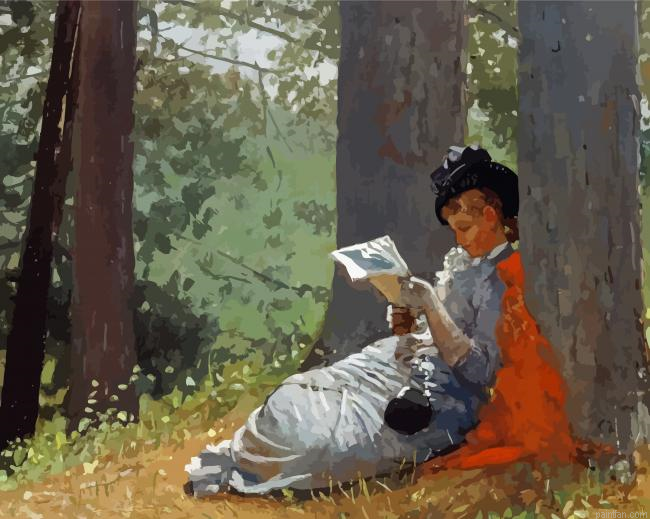 Girl Reading Under Oak Tree Paint By Numbers.png