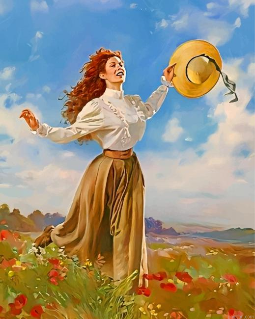 Girl Running In Field Paint By Number.png