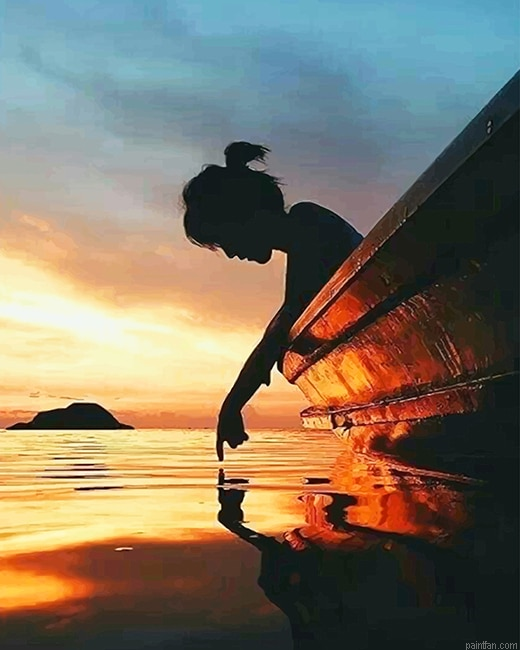 Girl Silhouette Sunset New Paint By Numbers.png