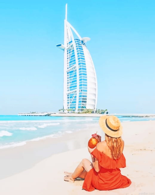 Girl Spending Her Time Looking At Burj Al Arab New Paint By Numbers.png