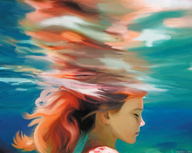 Girl Underwater Art Paint By Numbers.png
