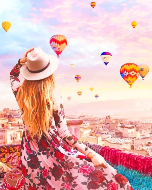 Girl Watching Hot Air Balloons New Paint By Numbers.png