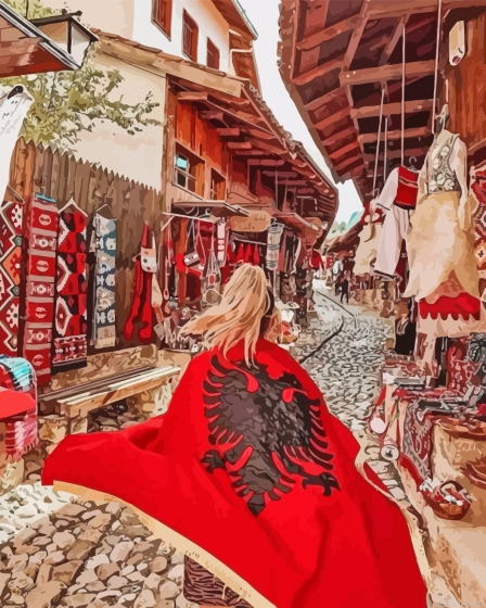 Girl Wearing Albanian Flag Paint By Numbers.png