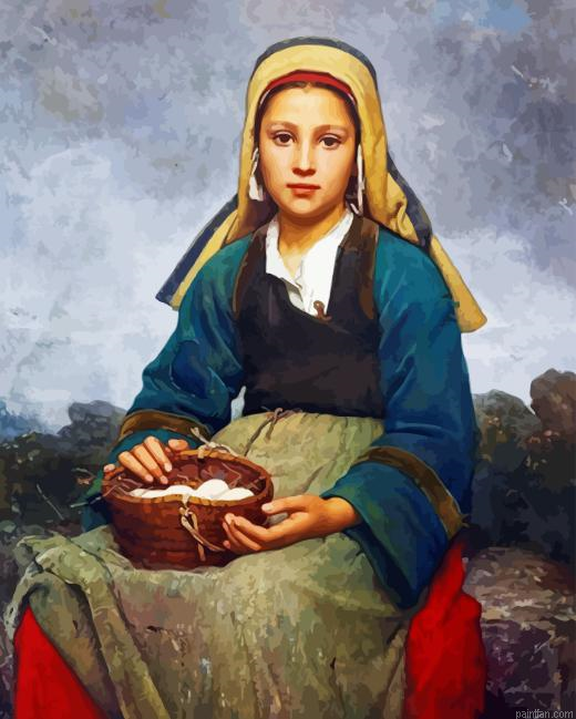 Girl With Basket Of Eggs Paint By Numbers.png