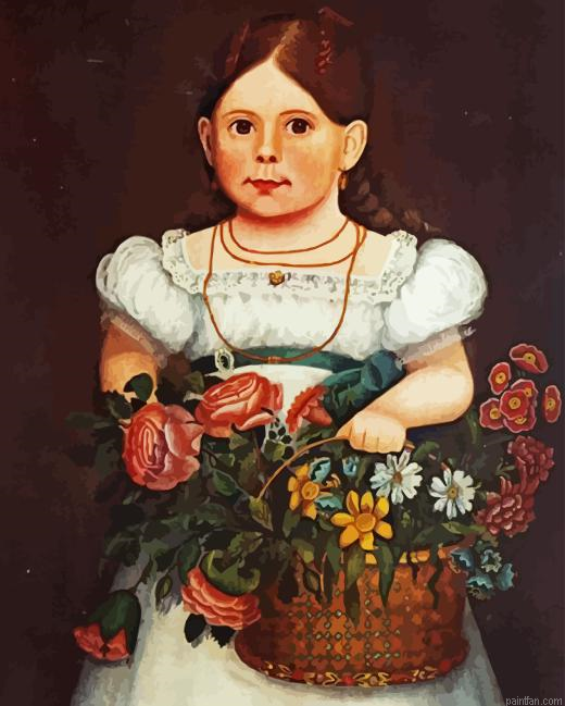 Girl With Basket Of Flowers Paint By Numbers.png