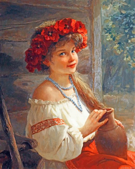 Girl With Flowers Crown Paint By Number.png