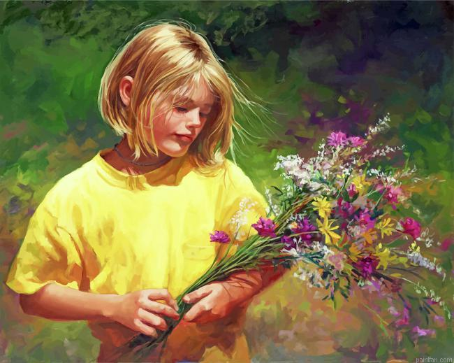Girl With Flowers Paint By Number.png