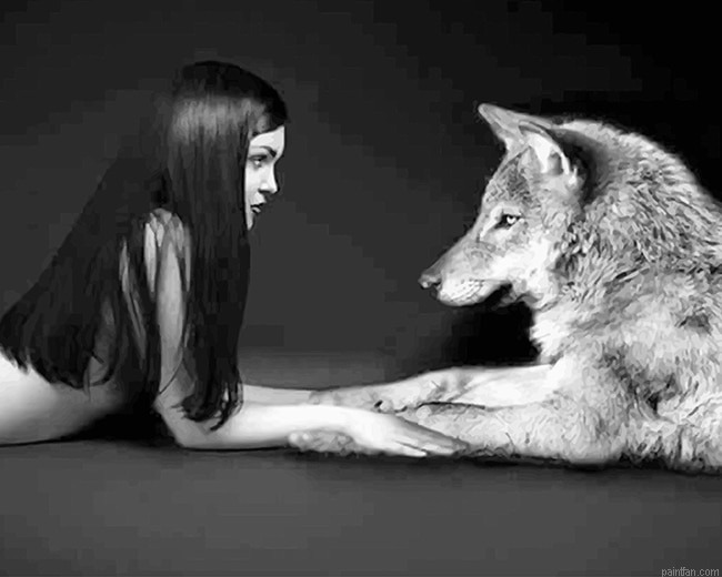 Girl With Her Wolf Best Friend New Paint By Numbers.png