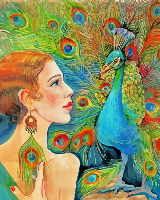 Girl With Peacock Paint By Numbers.png