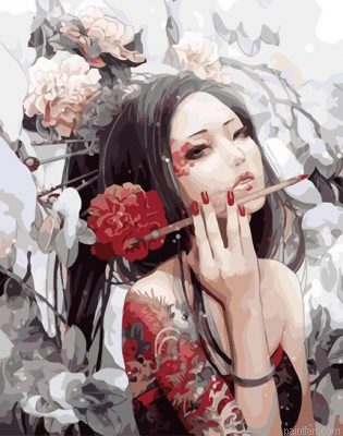 Girl With Roses Paint By Numbers.png
