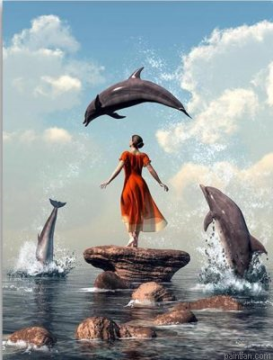 Girl And Dolphins Paint By Numbers.png