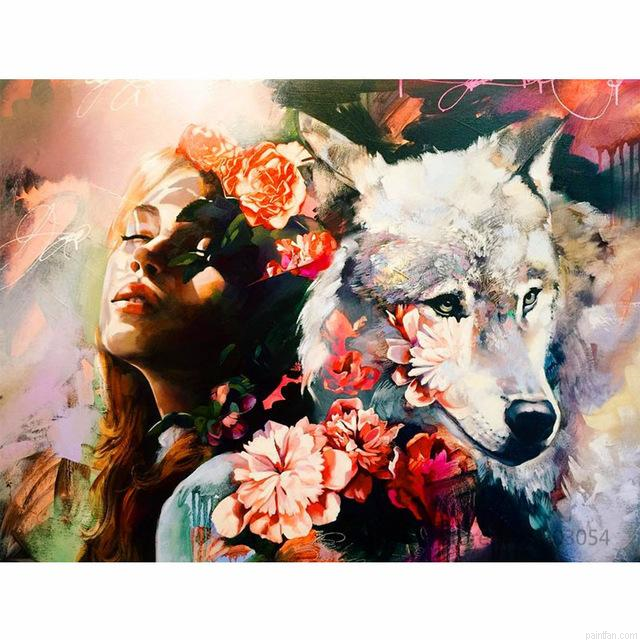 Girl And Wolf Paint By Numbers.png