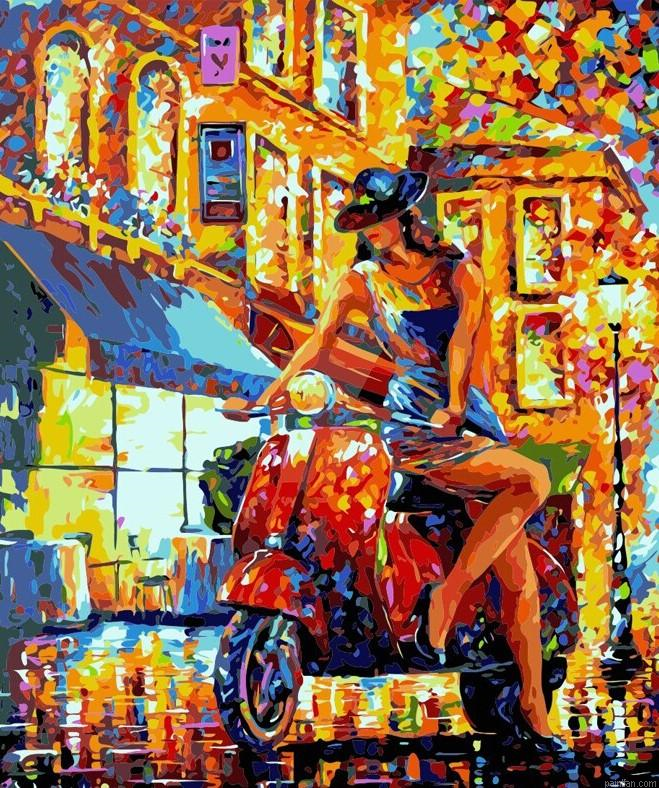 Girl On Roadster Paint By Numbers.png