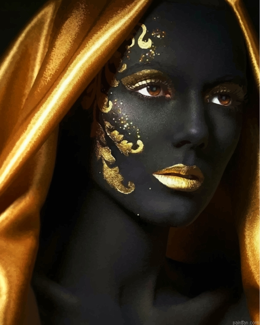 Golden Black Woman Paint By Number.png