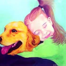 Golden Retriever With Girl Paint By Numbers.png