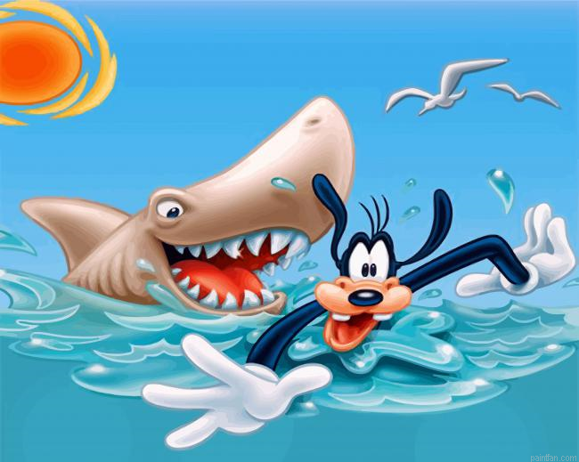 Goofy And The Shark Paint By Number.png