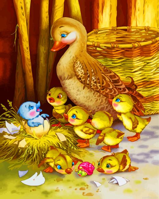 Goose And Chicks Paint By Number.png