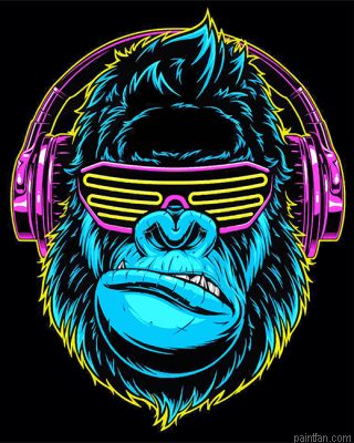 Gorilla Headphones Illustration Paint By Numbers.png
