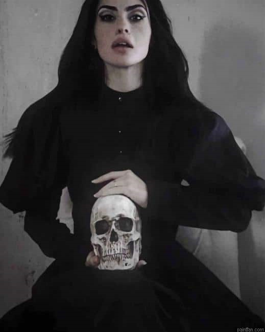 Gothic Girl Carrying A Skull New Paint By Numbers.png