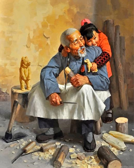 Grandfather And Granddaughter Paint By Number.png