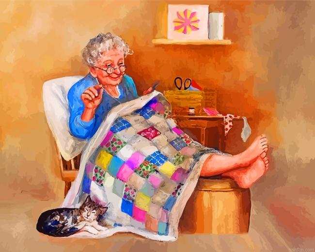 Grandma Enjoying Her Time Alone Paint By Number.png