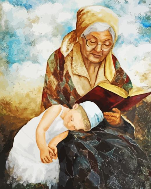Grandma Reading A Story Paint By Numbers.png