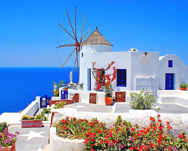 Greece Island Santorini New Paint By Number.png