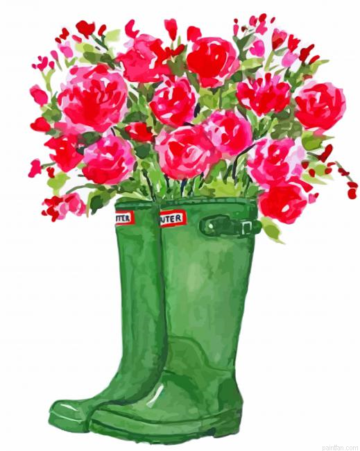 Green Boots And Flowers Paint By Number.png