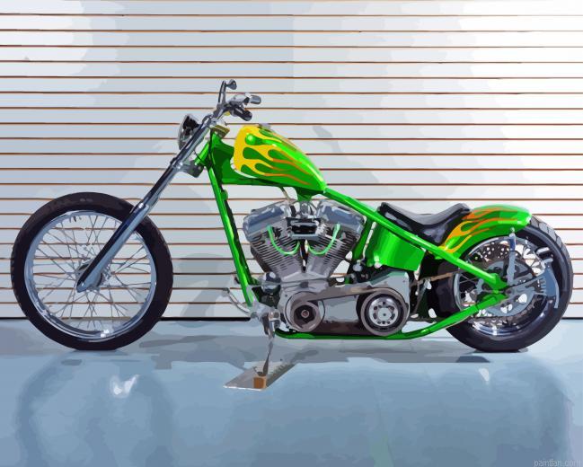 Green Chopper With Flames Paint By Numbers.png