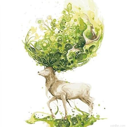 Green Deer Paint By Numbers.png