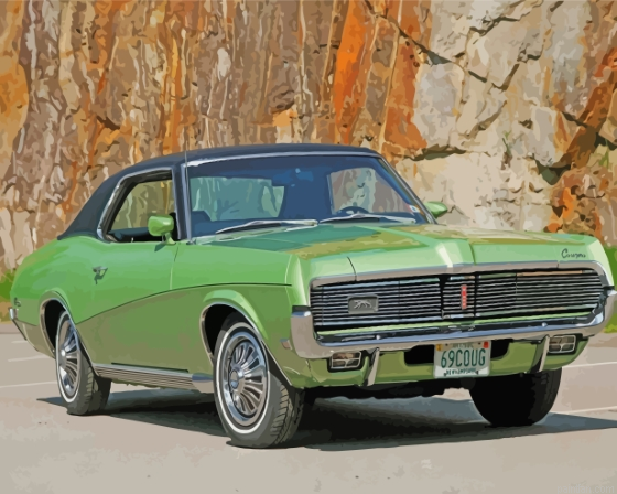Green Mercury Cougar Classic Car Paint By Numbers.png