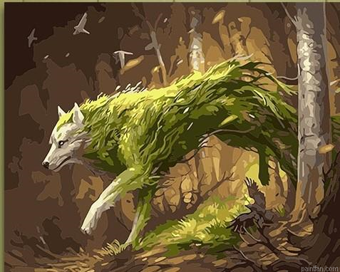 Green Wolf Paint By Numbers.png