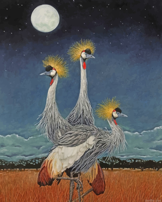 Grey Crowned Cranes Paint By Number.png
